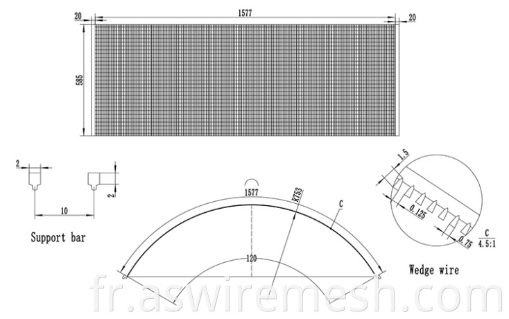 Wedge Wire filter Static Sieve Bend Screen For Water and Effluent Treatment